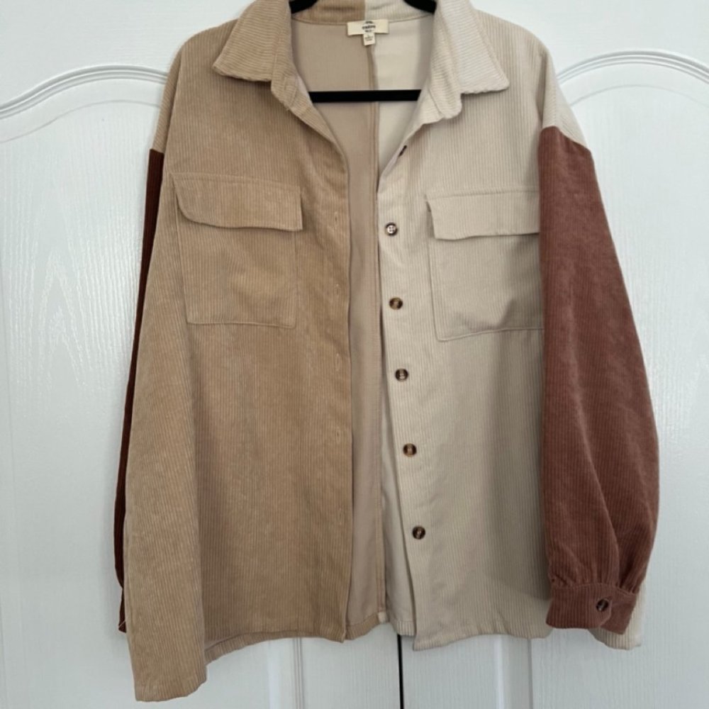 Neutral Corduroy Toned Top/Shacket
